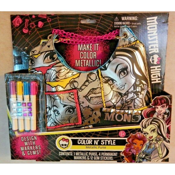 New Monster High Metallic Color N' Style Purse Age 6 Frankie Design Toy Kids Fun - Picture 1 of 2